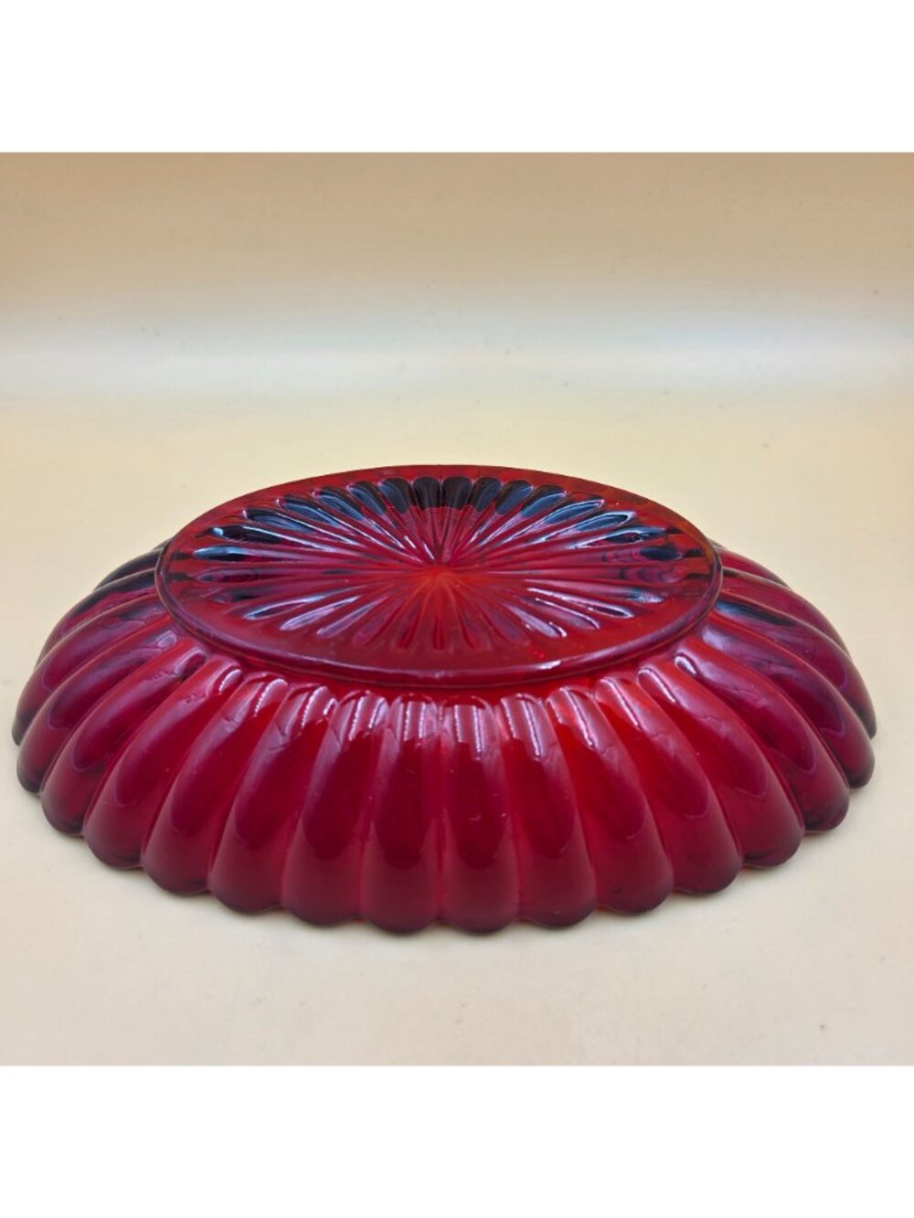 Imperial Glass Pillar Flute Ruby Red 8 Inch Oval Relish Serving Bowl Vintage - Picture 5 of 7